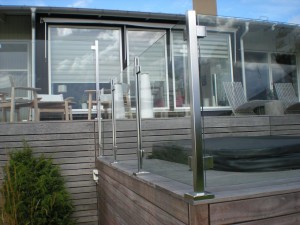 Glasräcke fyrkantig stolpe